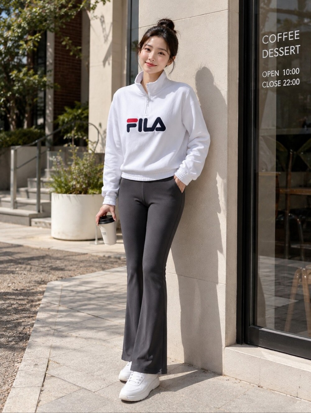 FILA White Quarter-Zip Pullover with Logo